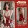 Sexy christmas-themed lace sheer lingerie set with reindeer antlers headband, festive outfit for new years eve celebration.