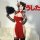 Seductive red silk velvet high-slit cheongsam lingerie with black lace gloves and mask, perfect for chinese-style costume out...
