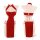 Drunk cellar red silk velvet high-slit cheongsam lingerie for women - seductive chinese-style costume outfit with back tie de...