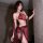 Vintage chinese design featuring sheer belly dance bodice and open-crotch bralette, adorned with intricate gold patterns and ...