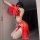 Dunhuang feitian dance costume - chinese ancient style erotic hanfu lingerie, no-remove sensual outfit featuring vibrant red ...
