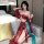 Sexy sheer gold-embossed hanfu-inspired costume featuring a plunging neckline and flowing sleeves, perfect for dramatic eveni...