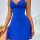Woman wearing elegant blue lace chemise nightgown with split slit, romantic lingerie set for women.