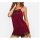 Elegant lace sleepwear set featuring a deep red top with delicate black lace detailing and matching shorts, perfect for moder...
