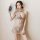 Elegant lace split costume set featuring vintage-inspired cheongsam design with intricate embroidery and mesh detailing, perf...