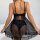 Elegant v-neck lace sleepwear set featuring sheer fabric and delicate lace details, perfect for women seeking stylish and sex...