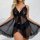 Elegant v-neck lace sleepwear set featuring sheer fabric and intricate detailing, perfect for women seeking stylish and sexy ...