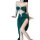 Woman wearing emerald green sexy lace wrap dress with high slit and backless design, perfect for nightclub or lingerie set.