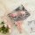 Pink lace lingerie set with floral details, elegant euro-style design for women, displayed with roses and pearls.