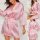 New -style black lace sleepwear set – sexy & comfortable two-piece lounge pajamas featuring a pink striped satin robe with a...
