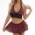 Sexy lace schoolgirl outfit featuring plaid skirt and matching top, perfect for cosplay or evening wear.