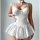 Sexy lace chemise set with sheer mesh and satin tie-straps, perfect for womens sleepwear.