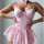 Pink lace chemise set with sheer mesh and satin tie-strap design, perfect for womens sleepwear.
