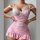 European-style embroidered tulle lace pearl strap bodysuit with sheer fabric, delicate floral patterns, and ruffled hem for s...