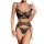 Black european-style lace lingerie set with sheer mesh and floral embroidery, ultra-thin seductive nightwear for women.