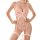 Sheer pink floral lace cami bra set with garters, european-style lingerie blending modesty and sensual allure.