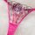 Sheer lace lingerie set with floral embroidery, featuring a transparent bra and panty in vibrant pink for a sensual summer lo...