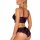Sexy european womens lace cut-out lingerie set featuring a two-tone design with intricate lace details, perfect for seductive...