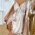 Woman wearing elegant satin sleep dress with lace trim and matching robe, part of european womens lace trim sleep dress & rob...