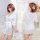 White satin sleepwear set featuring lace details, perfect for women seeking elegant comfort. plus size option available.