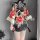 Exotic japanese kimono lingerie set - seductive role play outfit for women, featuring elegant floral design and silky fabric,...