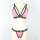 Pink and black alphabet thong bikini set with sexy baby straps, trendy erotic lingerie for women.