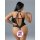 Woman modeling black sheer open-crotch bodysuit with lace detailing and halter straps, showcasing the back design of the pure...