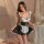 Sexy backless maid dress with ruffled details and corset design, perfect for role play costumes.