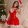 Fairy-fleece christmas lingerie set featuring a festive red dress with santa hat, perfect for holiday parties and stage perfo...