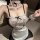 Sexy maid costume set featuring lace and satin, perfect for seductive allure with elegant sleepwear design.
