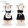 New fantasy lolita cosplay maid outfit - busty illusion lingerie set for small bust women, featuring black and white design w...