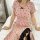 New fashionable lace trim sleep dress for women – sexy bodycon short sleeve midi nightgown with side slit & heart print