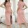 New fashionable lace trim sleep dress for women – sexy bodycon short sleeve midi nightgown with side slit & heart print