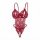 Red lace fei niao kui yue lingerie set with sheer floral design, adjustable straps, and sexy cutouts for small busts.