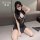Feimu lace cheongsam mesh dress - sexy sheer bodycon costume with open bust & high slit