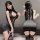 Feimu lace cheongsam mesh dress - sexy sheer bodycon costume with open bust & high slit