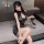 Feimu lace cheongsam mesh dress - sexy sheer bodycon costume with open bust & high slit