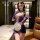 Feimu lingerie sheer maid costume set featuring a sheer bodice with chest reveal and open-crotch design, perfect for role pla...