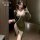 Feimu miji chinese zen deep v-neck cheongsam dress - sensual no-remove sleepwear with slit & mandarin collar