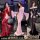 Feimu night banquet mesh bodysuit - seductive fish tail sheer lace thong dress with backless cutouts in red, pink, and black ...