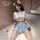 Feimu pure love schoolgirl jk set - sweet waist-revealing two-piece outfit, sexy & innocent style