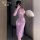 Feimu purple lace cheongsam lingerie - seductive sheer bust-out temptation set, elegant design with sheer fabric and intricat...