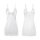Feimu white silk-look lounge dress with lace trim, front bow detail, and adjustable straps for elegant sleepwear.