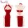 Feemu new year silk velvet cheongsam lingerie - sexy costume sleepwear with high slit for women
