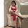 Feimu new year velvet qipao lingerie set - seductive no-remove costume for passionate nights, featuring a red velvet qipao wi...
