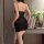 Woman wearing black feiniao kuiyue sheer lace sleep dress, transparent mesh slip nightgown with floral detail, elegant qqny s...