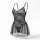 Feiniao moon gazer sexy lingerie set featuring sheer mesh lace slip dress with black stockings, perfect for seductive sleepwe...