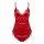 Red satin feiniao moon gazing sleep dress with lace trim, deep v-neck, and asymmetrical hem.