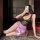 Feiniao moon gazing sexy no-remove lingerie set featuring a lace bralette paired with matching satin bottoms, perfect for sed...