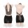 Leopard print sheer bustier bodysuit with black shorts, front and back view on mannequin.